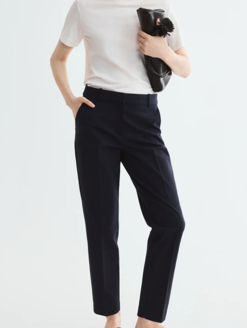H&M Classic Straight-Leg Dress Pants in Navy